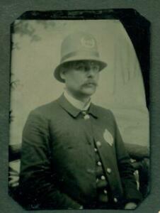 c1880 s OCCUPATIONAL tintype POLICE OFFICER in UNIFORM (1 of 1)