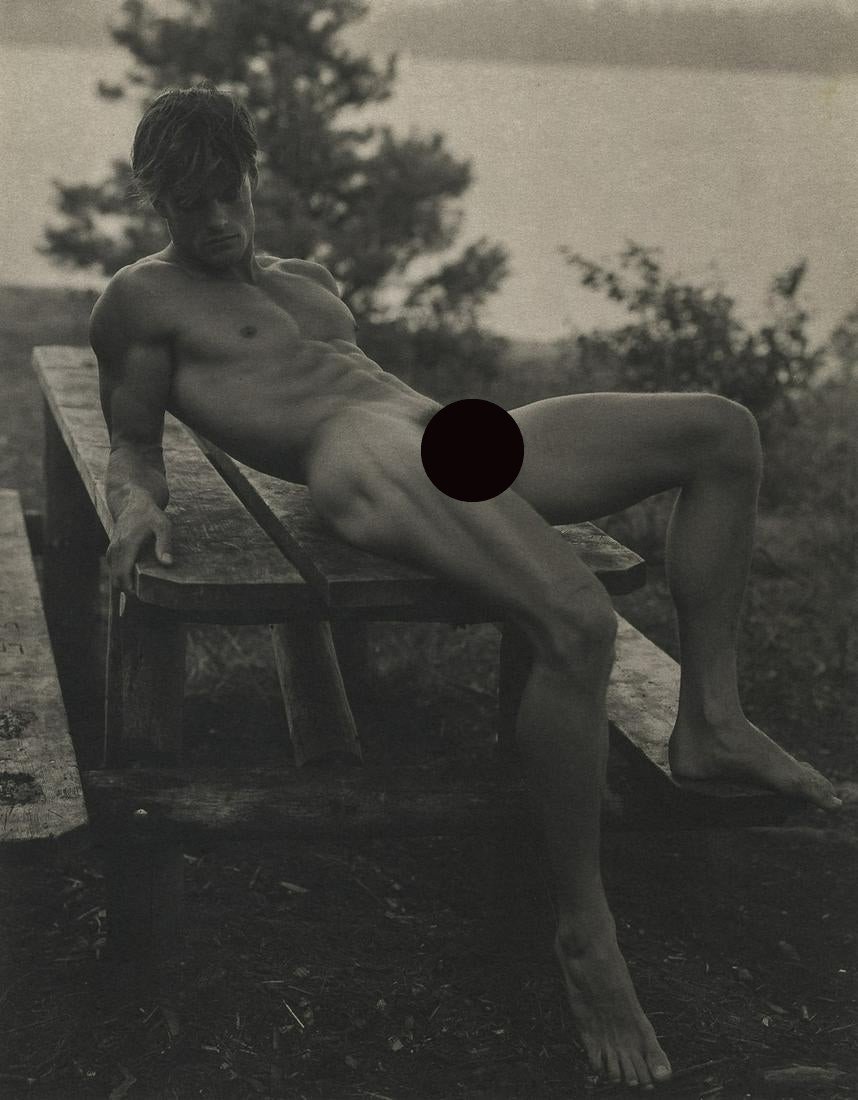 BRUCE WEBER - Paul at Pete: Artist: WEBER, BRUCE Title: Paul at Pete's Rock Campground, 1988 Medium: Sheet Fed Gravure, 1990, USA Dimensions: 7.3x9.35" Description: Heat Wax Mounted on 11x14" Conservation Board Artist Bio: Bruce