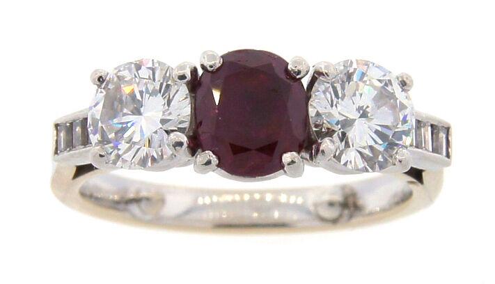 1.28-ct OVAL NATURAL RUBY DIAMOND WHTIE GOLD PLATINUM (1 of 10)