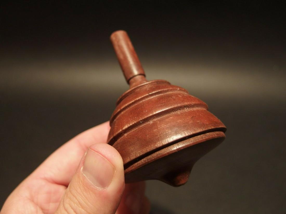 Wood Spinning Top Toy: 4" Tall Such a neat reproduction antique turned wood spinning top. Tops such as this are among the simplest of old toys. The earliest tops like this were many times made by children for fun out of scr