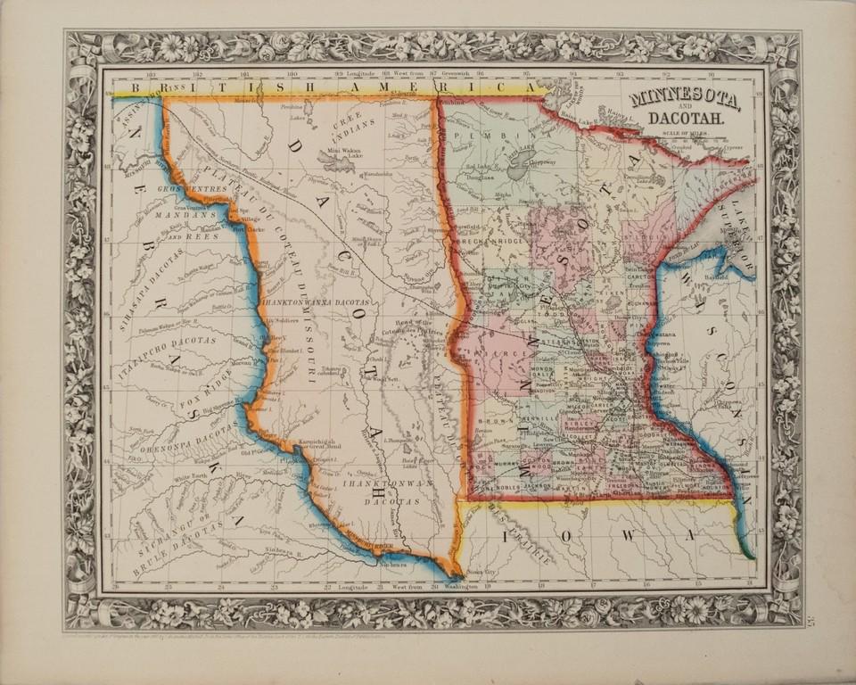1860 Mitchell Map of Minnesota and the Dakotas (1 of 1)