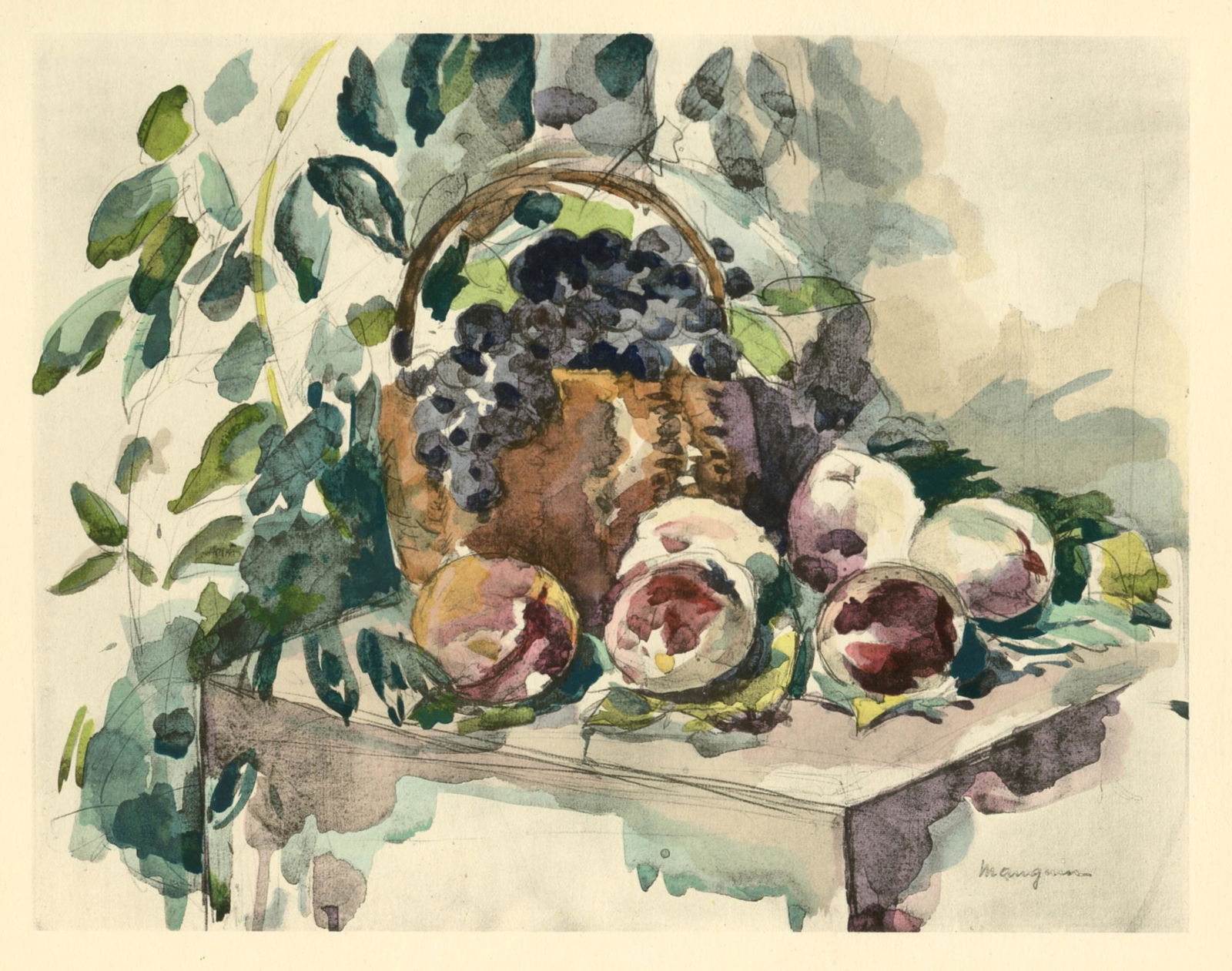 Henri Manguin pochoir "Nature morte, raisins et peches" (1 of 1)