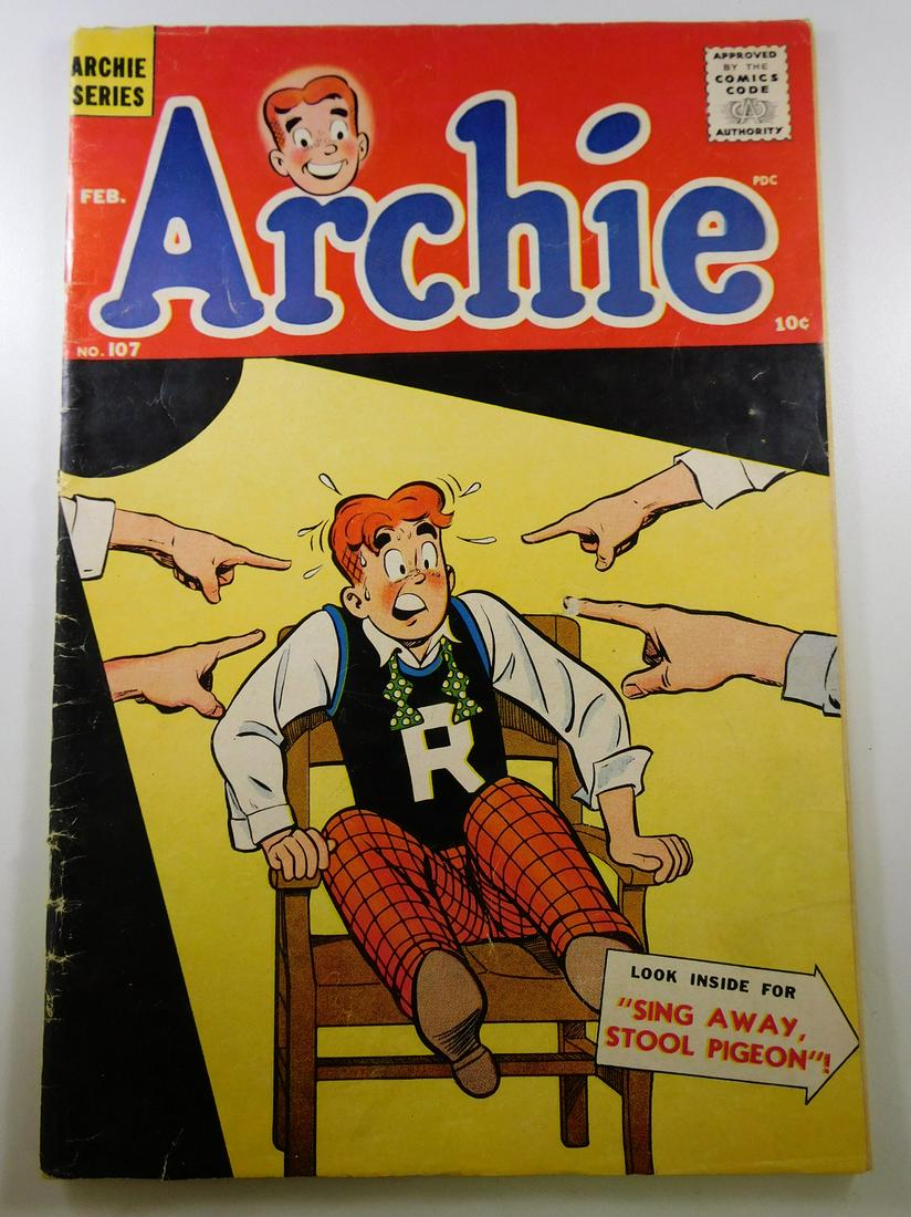 Archie #107: No Reserve! Archie #107 VG Shipping: Individual Comics: Flat-rate of $9.99 (1-8 comics) or $19.99 (9+ comics) to anywhere within the contiguous U.S. International: Foreign shipping rates are determine
