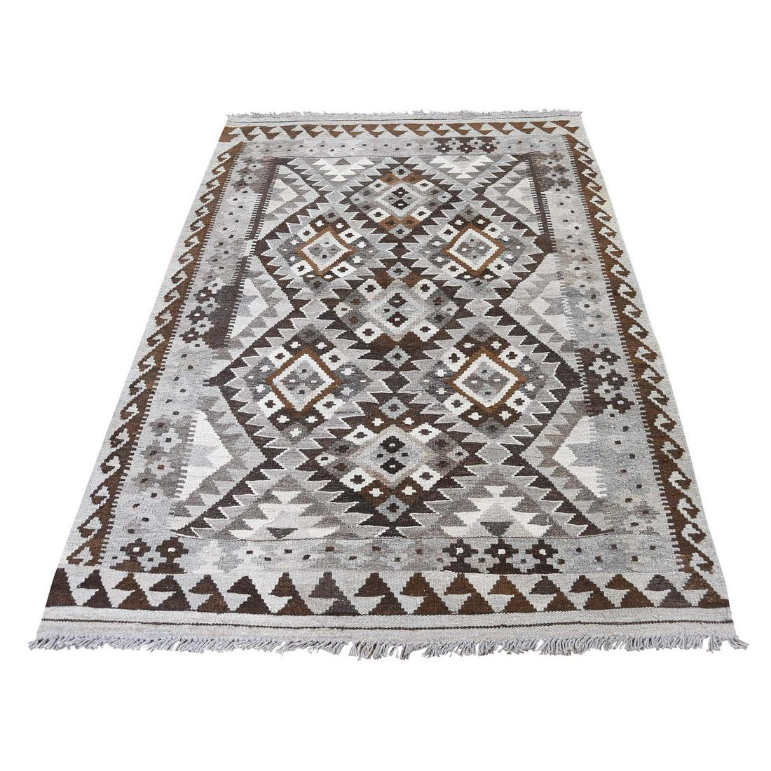 Undyed Natural Wool Afghan Kilim Reversible Hand Woven: Title: Undyed Natural Wool Afghan Kilim Reversible Hand Woven Oriental Rug Description: This is a truly genuine one-of-a-kind Undyed Natural Afghan Kilim Reversible Hand Woven Oriental Rug. It has bee