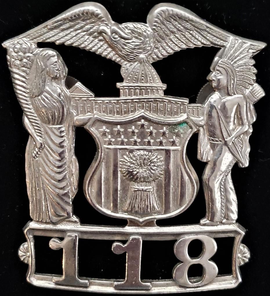 Embossed Hat Badge - Maybe Police Or Fireman (1 of 1)