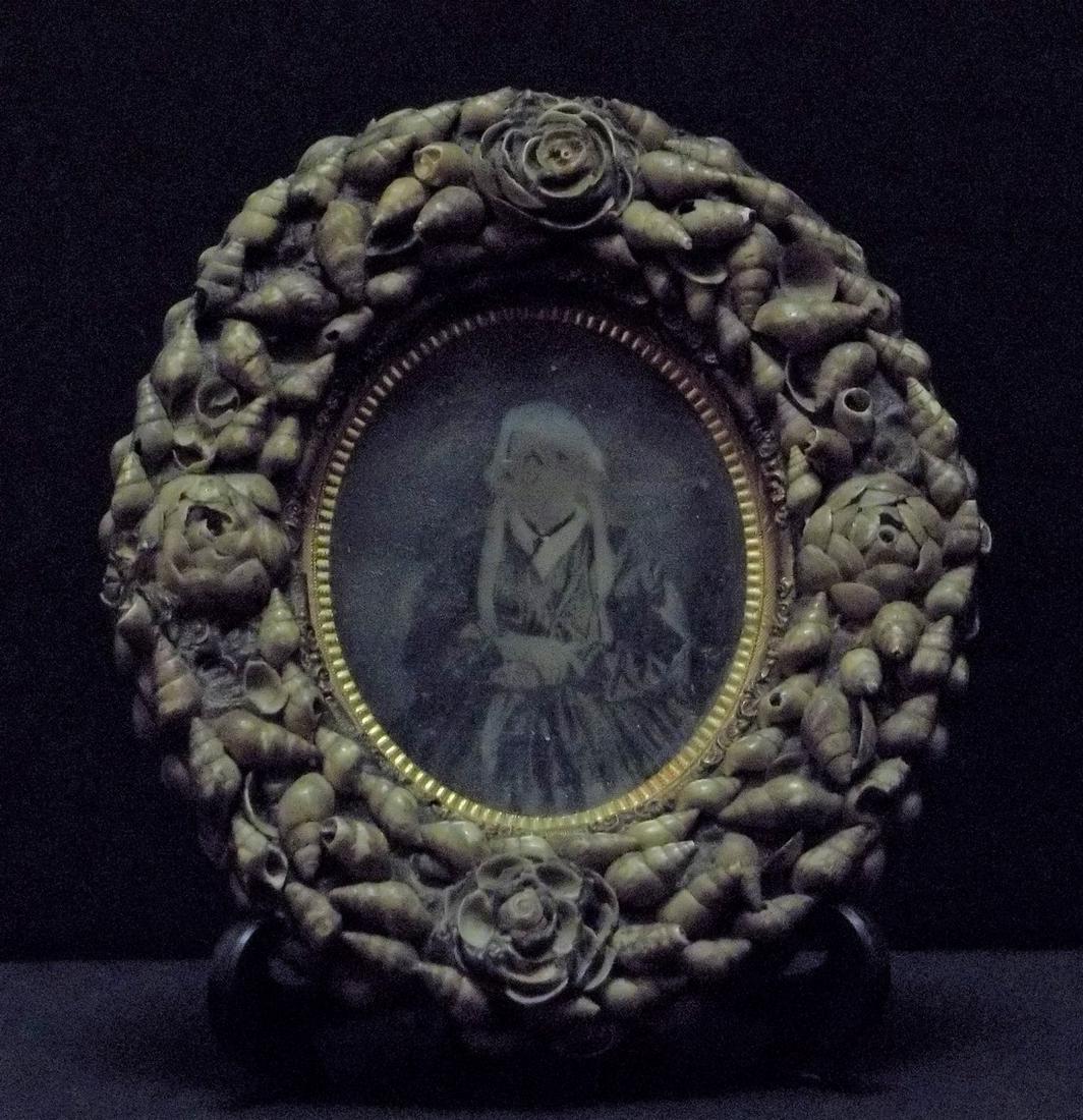 Tintype Photo of a Lady in a Shellwork Frame (1 of 3)