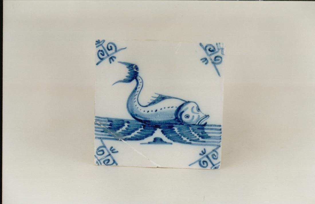 A Scarce Dutch Delft Sea Creature Tile With Barred Ox (1 of 1)