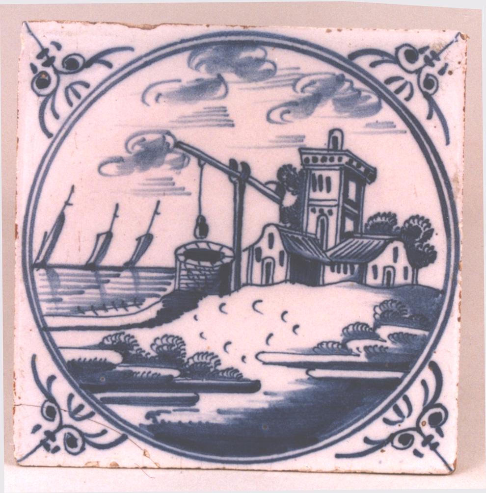 A  Mid 18th Century Dutch Delft Tile With A Landscape (1 of 1)