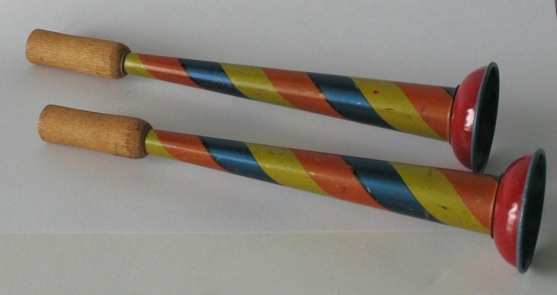 Pair Of Colorful Tin Horns. (1 of 3)