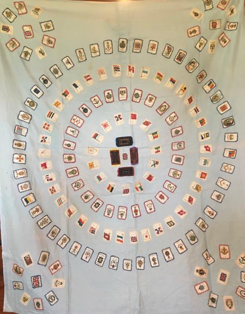 Unique Antique Tobacco Silks Quilt Coverlet- Medallion (1 of 12)