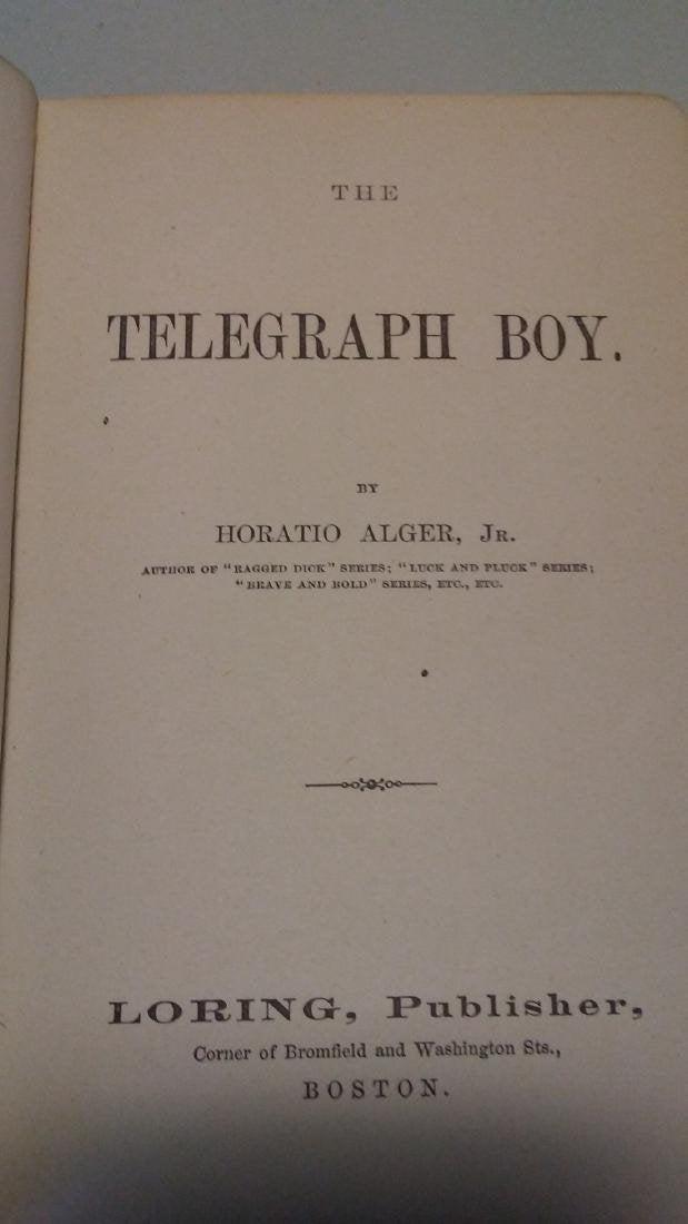 Telegraph Boy-Horatio Alger-1879-1st ed-Tattered Tom (1 of 4)