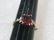 14kt Gold Garnet Diamond Ring, Emerald Cut, 1 ctw, Sz. - 7