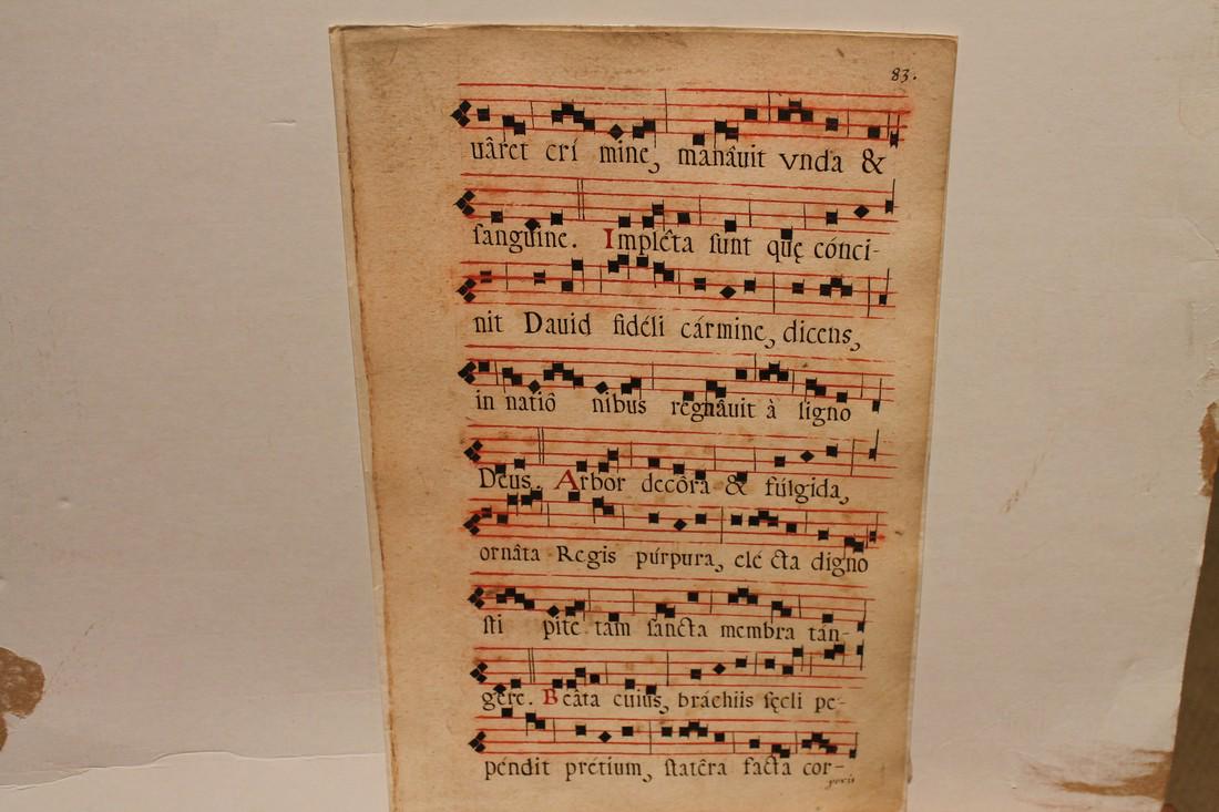 Gregorian Chants: Title: Monks Title: Gregorian Chants Printing Date: 1662 Medium: Paper Size/Format:10.5" X 16" Additional Info:Gregorian Chants dated 1662. Hand written not printed. Double sided. On hand laid cotton 