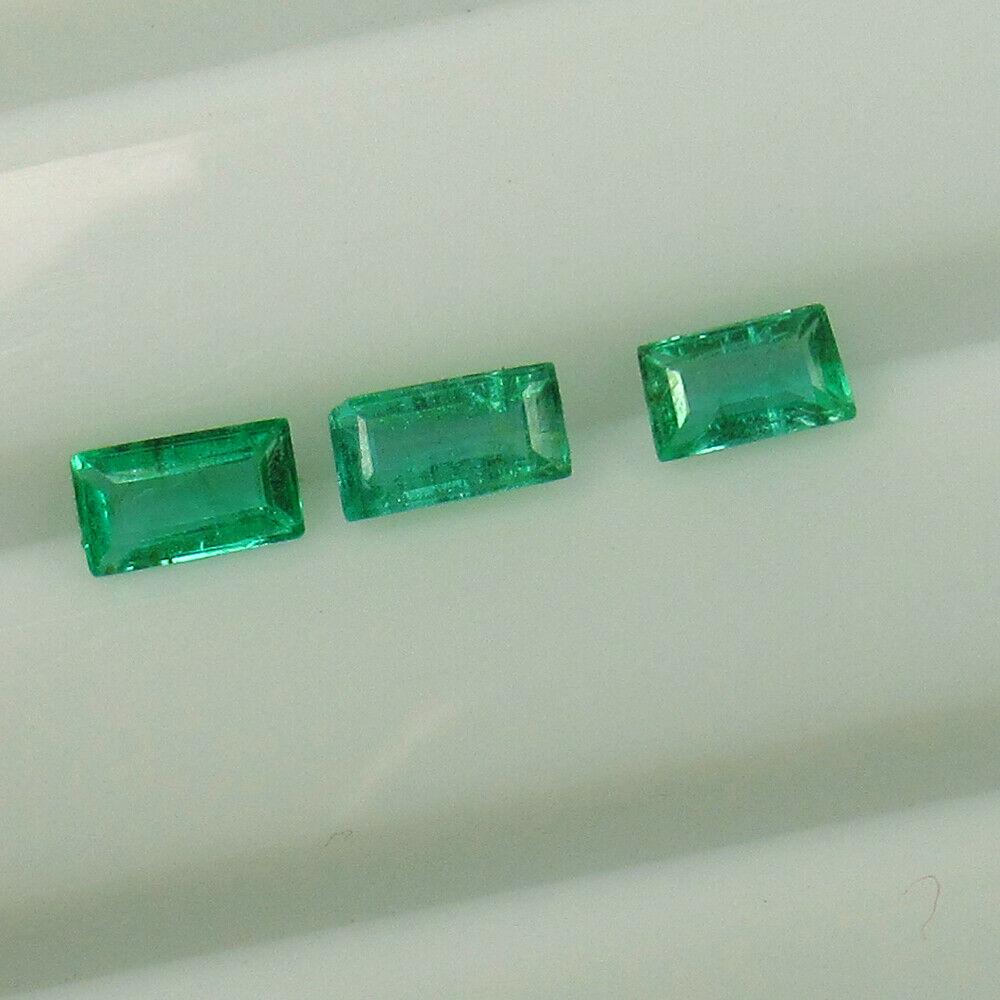 0.84 Ct Natural 3 Zambian Emerald Rectangle Set (1 of 2)
