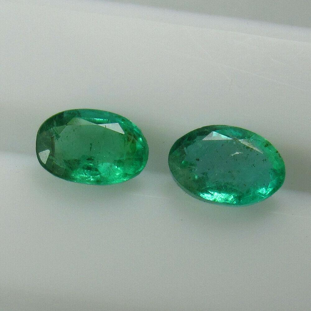 1.34 Ct Natural Zambian Emerald Oval Pair (1 of 2)
