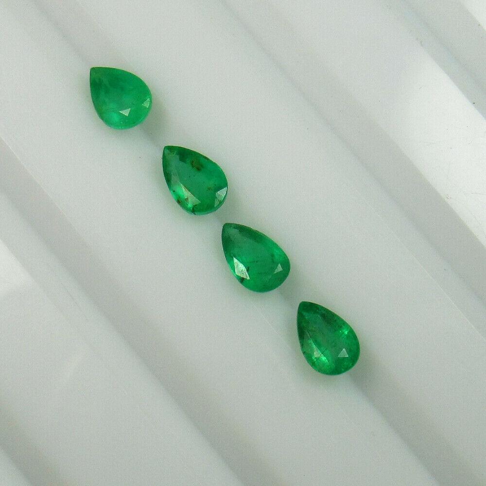 1.73 Ct Natural 4 Zambian Emerald Pear Set (1 of 2)