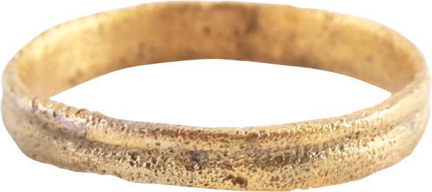 VIKING WEDDING RING, 866-1067 AD S4 1/4: Size 4 ¼ for the small finger as was the custom in some areas. 2.7mm wide band, the surface as two rounded sections side by side. The 24karat gold surface professionally restored. Vikings exchanged r