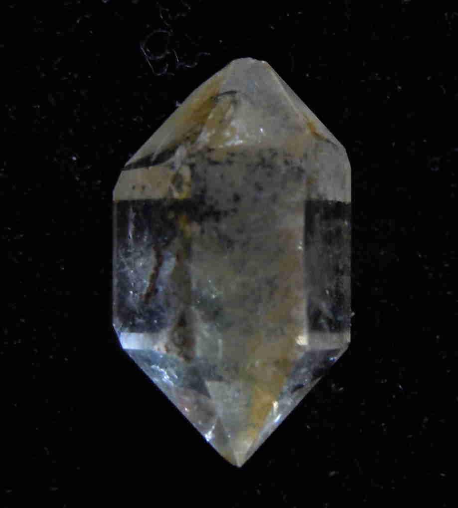 GENUINE HERKIMER DIAMOND: Title: GENUINE HERKIMER DIAMOND Origin: Ace of Diamonds Mine, Middleville ,New York, USA Size: 1.25x-.8x0.65 cm / 0.99 gram Description: regular shaped quartz var herkimer diamond with natural etched 
