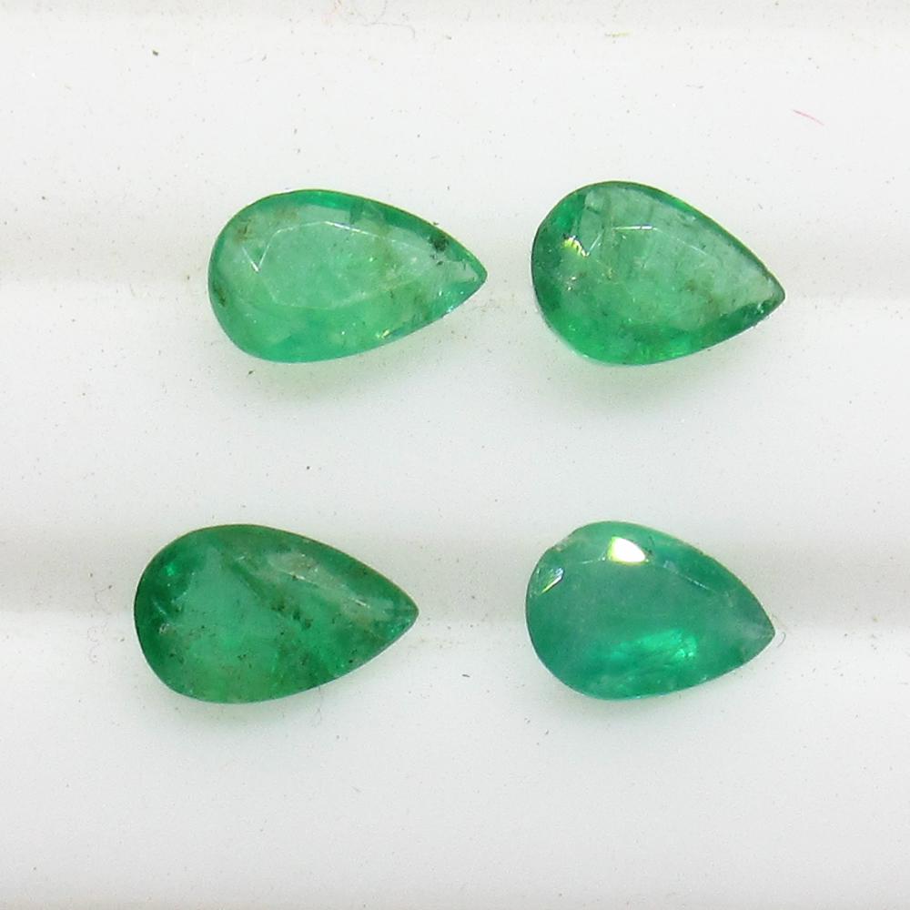 1.30 Ct Natural 4 Zambian Emerald Pear Set (1 of 2)
