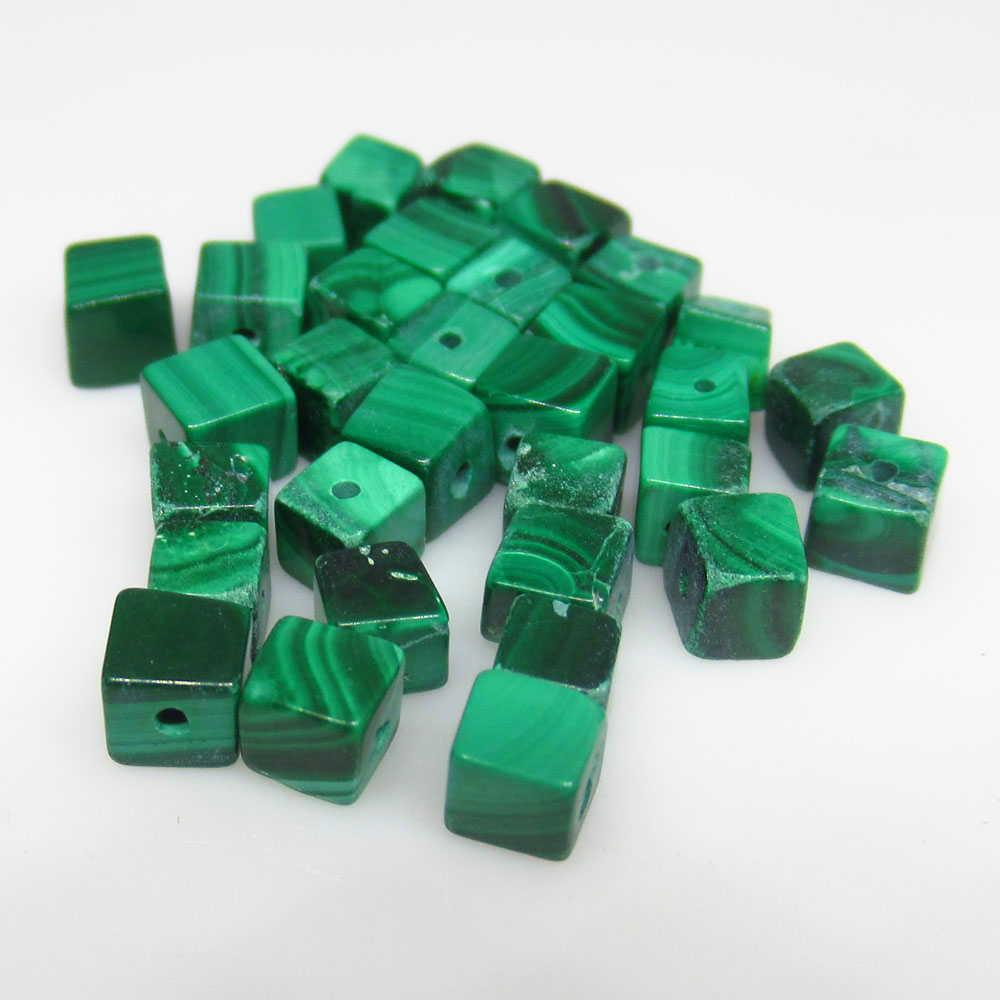 27.20 Ct Natural 32 Green Malachite Drilled Square (1 of 2)
