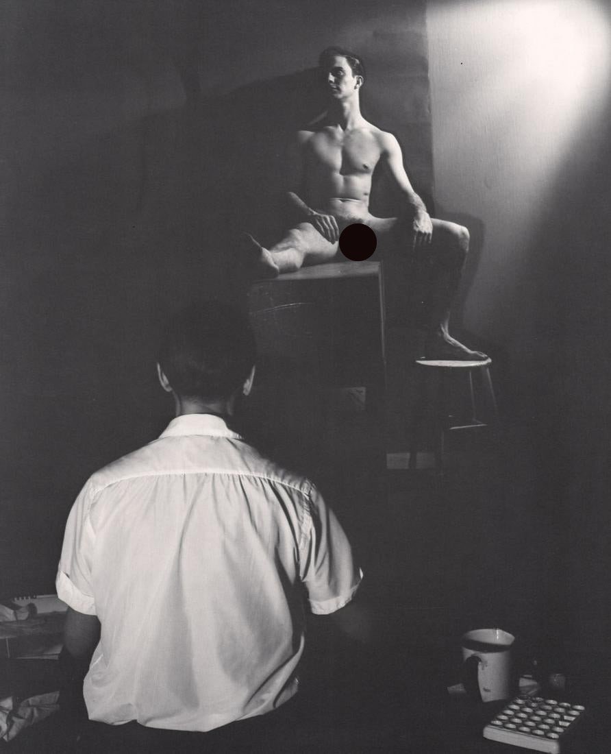 GEORGE PLATT LYNES - Paul Cadmus, c 1953: Artist: GEORGE PLATT LYNES Print Title: Paul Cadmus, c 1953 Medium: Duotone Photoengraving Printing Date: 1980’s Printed in USA Image Size: 11 X 9” George Platt Lynes (1907-1955).was an American f