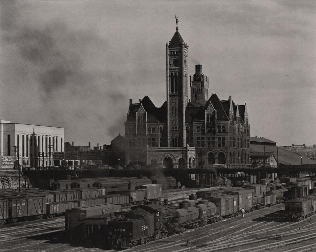 EDWARD WESTON - Union Station, Nashville, 1941: Artist: EDWARD WESTON Print Title: Union Station, Nashville, 1941 Medium: Photoengraving Printed in USA in 1970’s Image Size approx: 7.5 x 9.5” Edward Weston 1886-1958) was a 20th-century American