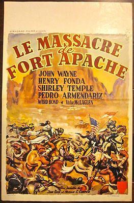Fort Apache - Vintage R60's Belgian Poster - John Ford: FORT APACHE - VINTAGE R60'S BELGIAN POSTER - JOHN FORD JOHN WAYNE COWBOY ART!! Vintage R60's Belgian Advertising Movie Poster (14" x 21 1/2") Poster has fold lines, multiple pinholes in corner are