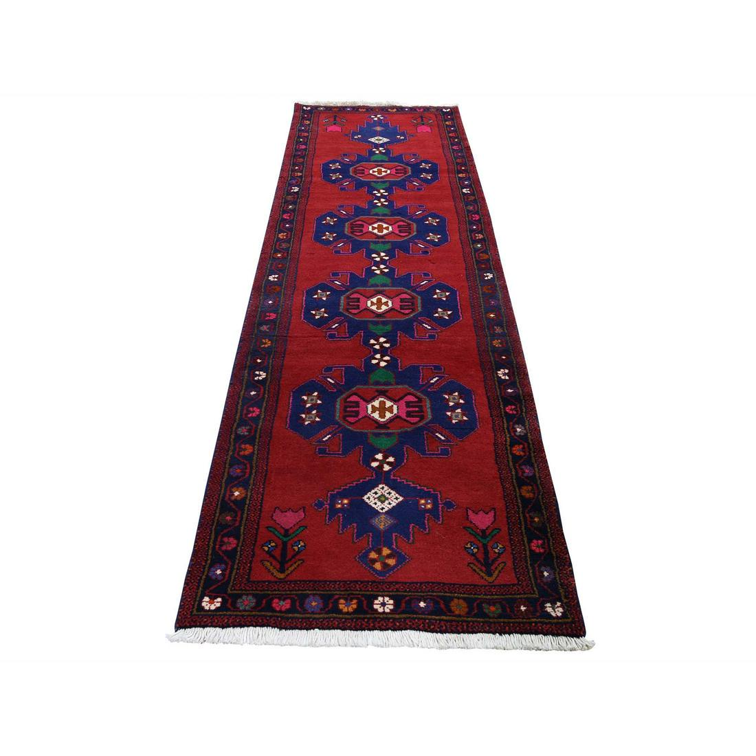 Red New Persian Hamadan With Pink Pure Wool Runner (1 of 7)