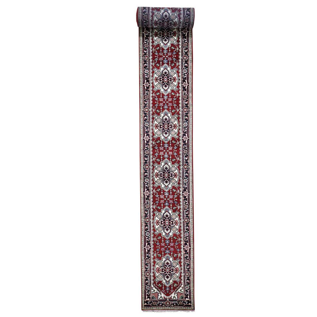 Red Indo Heriz Pure Wool XL Runner hand-Knotted (1 of 12)