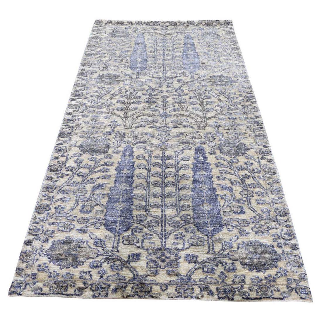 Ivory Willow And Cypress Tree Design Silk With Oxidized (1 of 7)