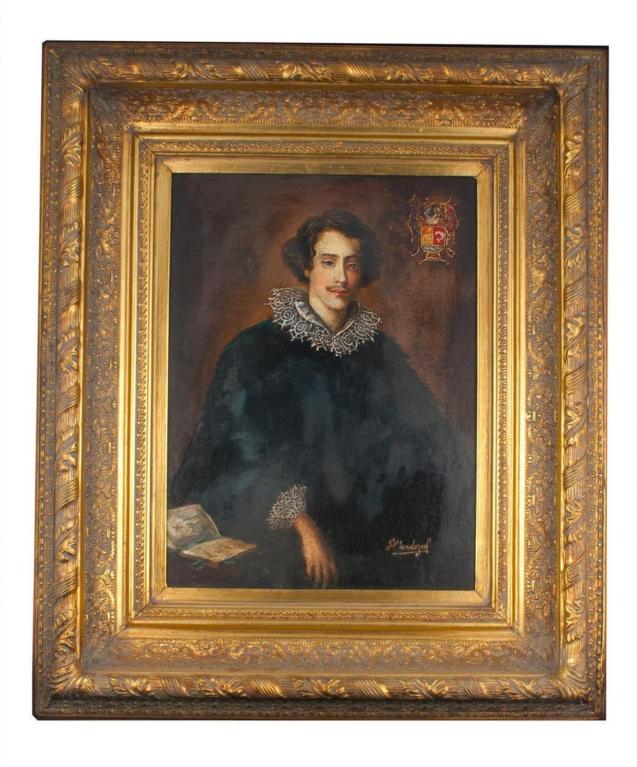D'Lendozal, Oil on canvas portrait of a man: Title: D'Lendozal, Oil on canvas portrait of a man Description: Oil on canvas portrait of a man in black robe with collar, signed D'Lendozal, 25.5" high, 21.5" wide Reserve: $400.00 Shipping: Domestic
