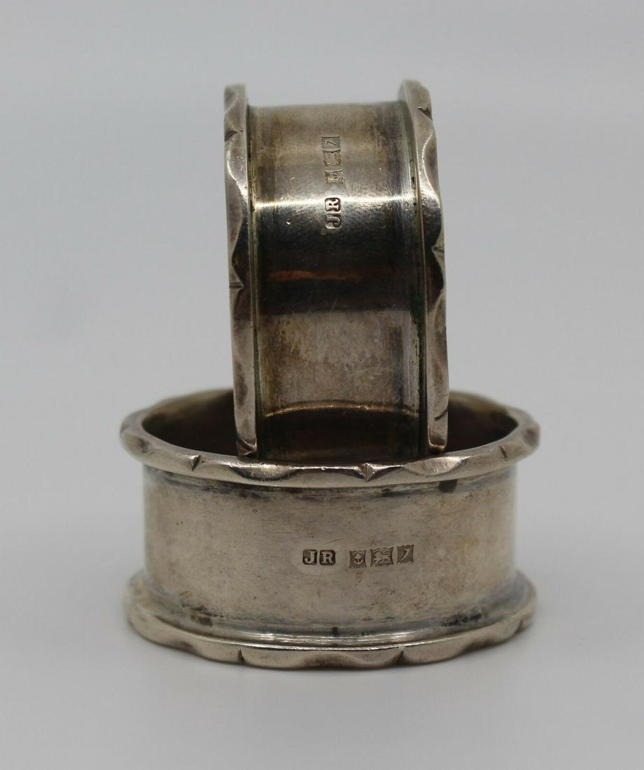 Pair of Mid 20th c. Solid Silver Napkin Rings: Title: Pair of Mid 20th c. Solid Silver Napkin Rings Birmingham 1958 Description: Period Mid 20th century, English Maker John Rose Hallmark Birmingham, 1958 Diameter 4.5 cm / 1 3/4 in Height 2 cm / 3/