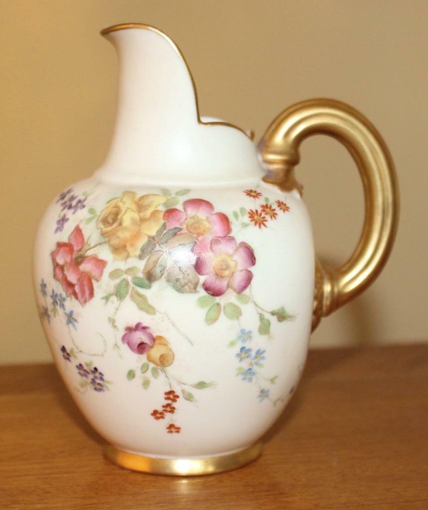 Late Victorian Small Royal Worcester Painted & Gilded: Late Victorian Small Royal Worcester Painted & Gilded Blush Jug Late Victorian Small Royal Worcester Painted & Gilded Blush Jug Description Manufacturer Royal Worcester, Made in England Date 1896 Mode