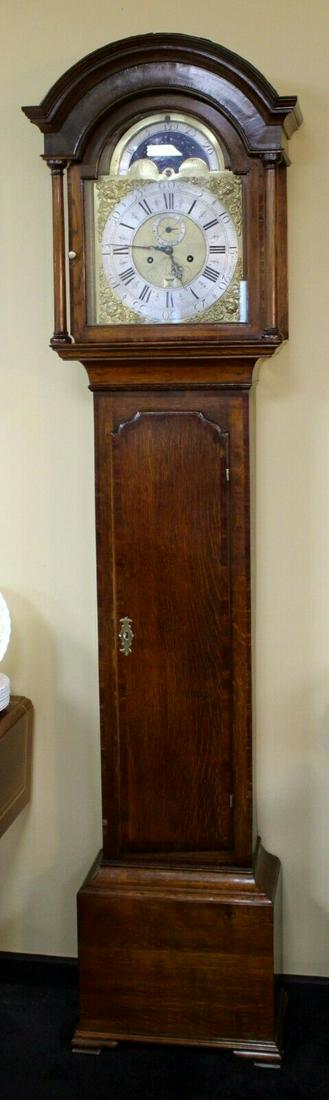 Mid-18th Century Eight Day Oak Longcase Clock by John: Title: Mid-18th Century Eight Day Oak Longcase Clock by John Taylor of Manchester Description: Period English, mid-18th century, dated 1748. Maker John Taylor of Manchester Measures: Width 54.5 cm / 2