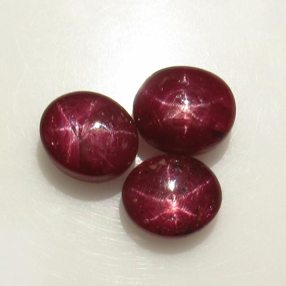 15.54 Ctw Natural 3 Six Line Star Ruby Oval Set (1 of 2)