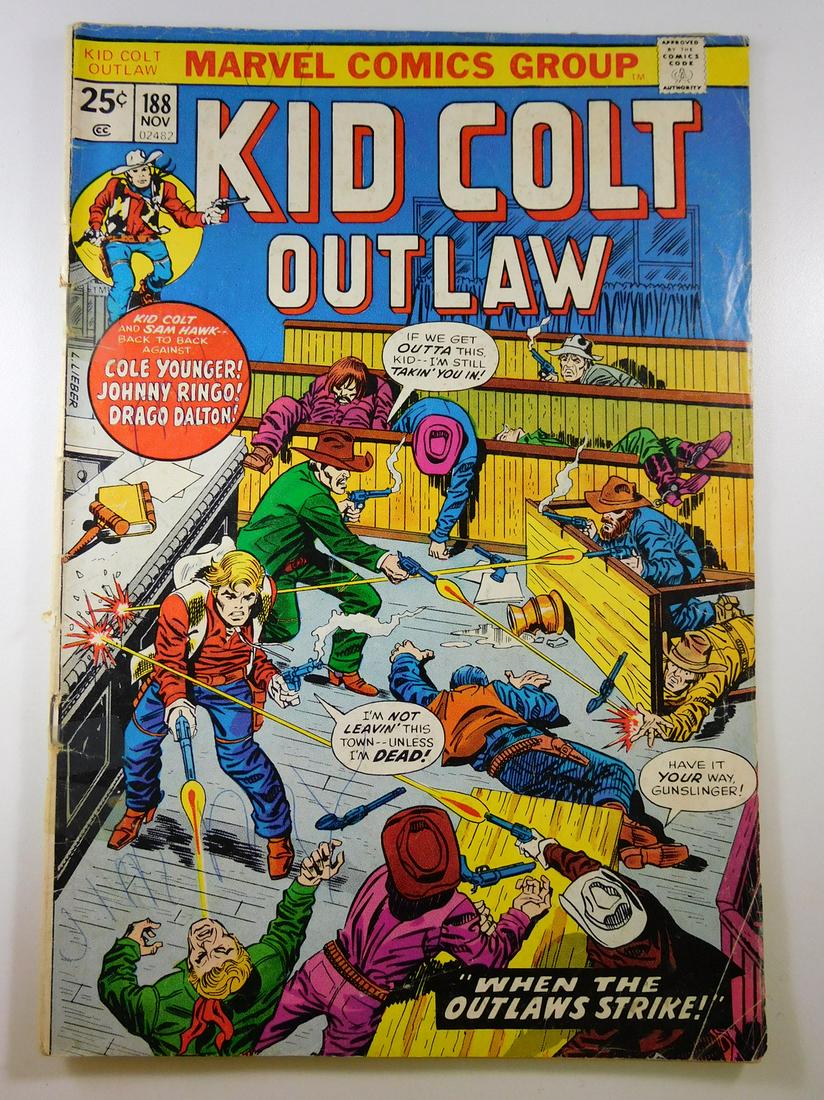 Kid Colt Outlaw #188: No Reserve! Kid Colt Outlaw #188. GD/VG Shipping: Individual Comics: Flat-rate of $9.99 (1-8 comics) or $19.99 (9+ comics) to anywhere within the contiguous U.S. International: Foreign shipping rates 