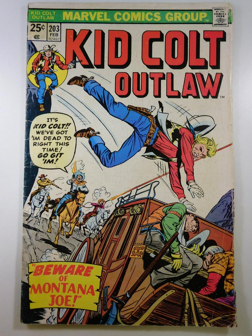 Kid Colt Outlaw #203: No Reserve! Kid Colt Outlaw #203. VG- Shipping: Individual Comics: Flat-rate of $9.99 (1-8 comics) or $19.99 (9+ comics) to anywhere within the contiguous U.S. International: Foreign shipping rates ar