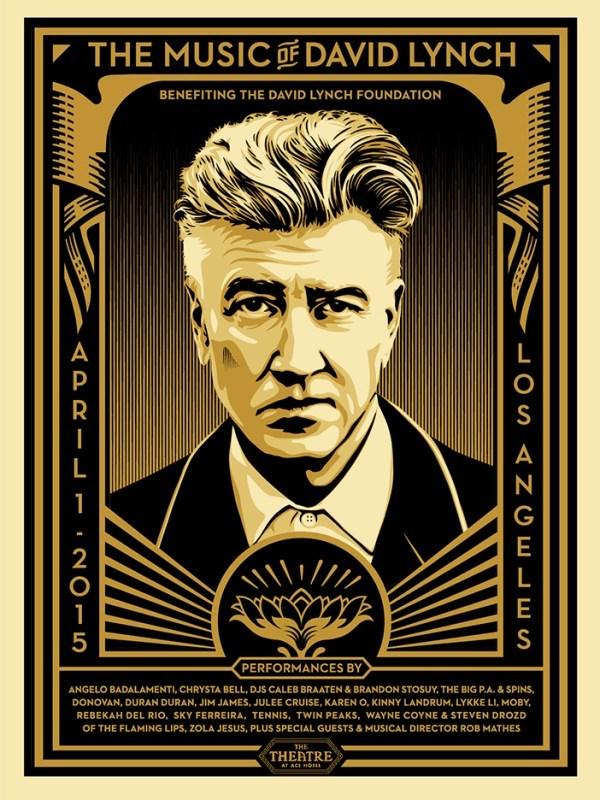 Shepard Fairey - THE MUSIC OF DAVID LYNCH (2015): Title: THE MUSIC OF DAVID LYNCH (2015) Artist: Shepard Fairey Medium: Screen Print Dimension: 24 x 18 in Additional Info: Framed Reserve: $480.00 Shipping: Domestic: Flat-rate of $120.00 to anywhere w