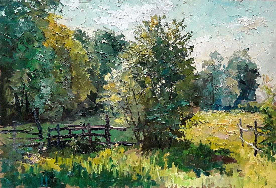 Oil painting Meadow in the sun's rays Serdyuk Boris: *** ABOUT THIS PAINTING *** * TITLE: "Meadow in the sun's rays" * ARTISTS: Serdyuk Boris Petrovich * SIZE: 40x60 cm/'15.74x23.62 inches' * MEDIUM: oil, dvp * HAND PAINTED: Original painting from our c