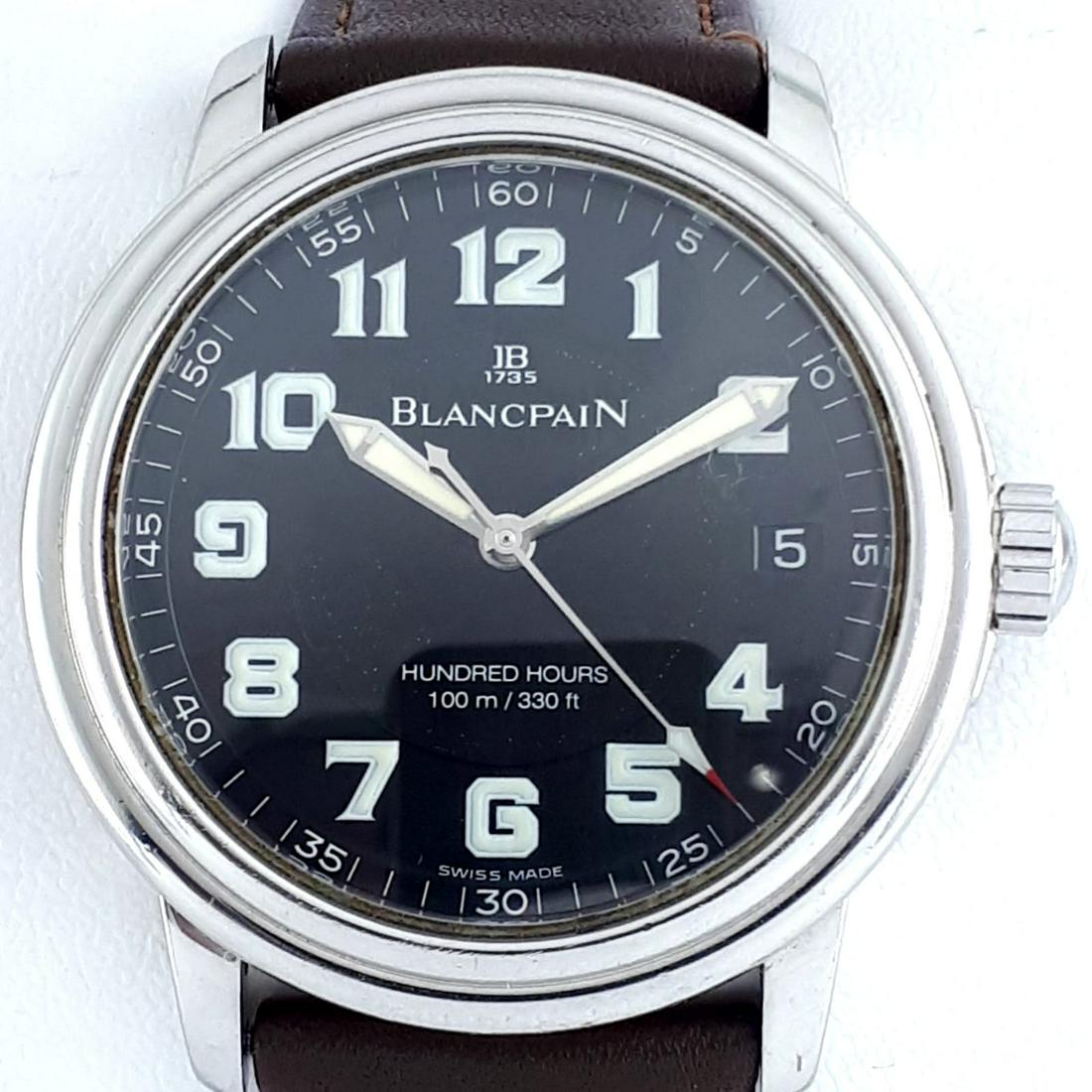 Blancpain - Leman Ultra Slim One Hundred Hours Military: Brand: Blancpain Model: Leman Ultra Slim One Hundred Hours Military Dial Gender: Men Period: 2000-2010 Movement: Automatic Case material: Steel Type: Analogue wristwatch Shipped Insured: Yes Con