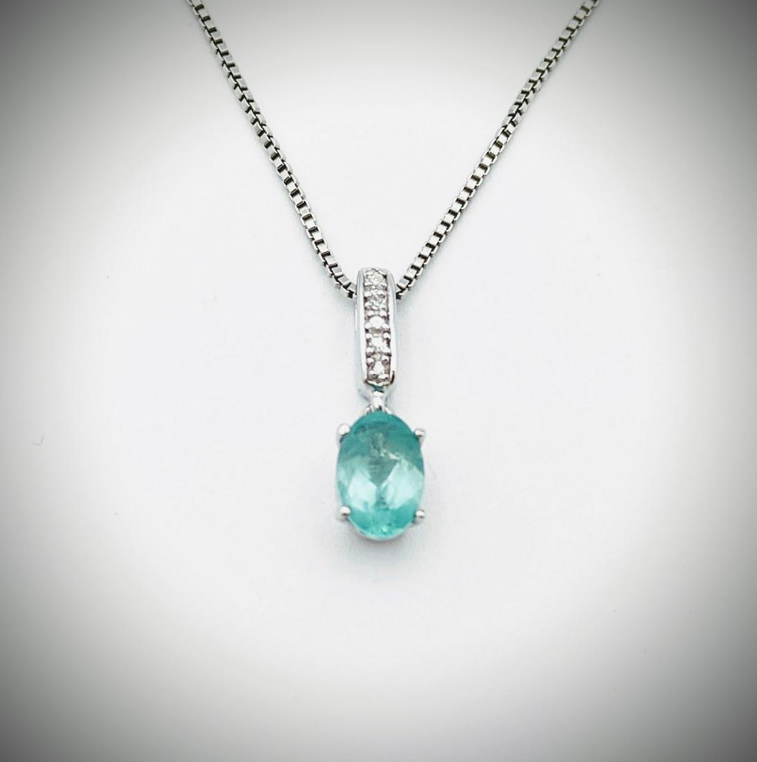 Italian Sterling Silver Necklace w Diamond & Agate (1 of 3)