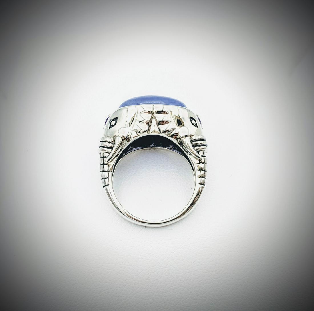 Sterling Silver Sz 7 Elephant Designed Violet Jade & (1 of 3)