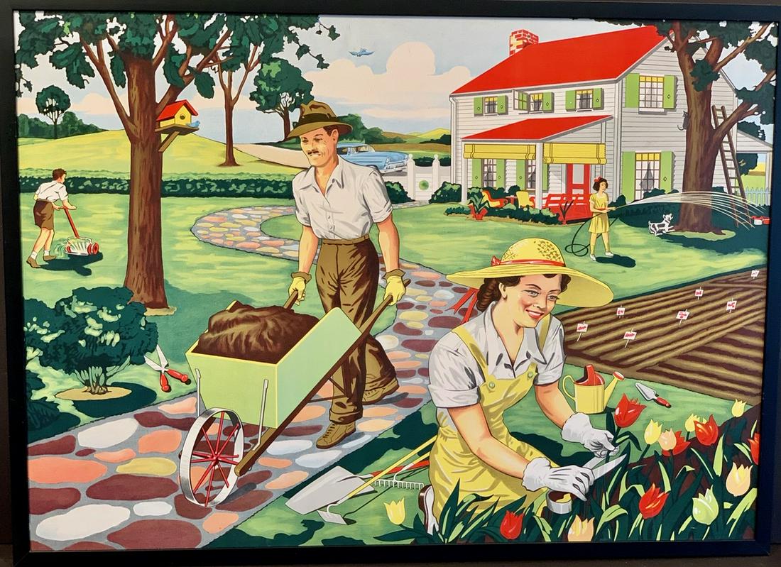 c. 1950 School Lesson Plan illustration, The Garden (1 of 5)