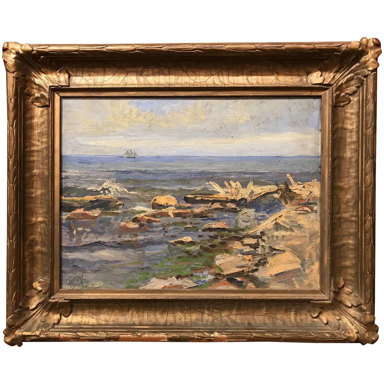 Carl Raschen Impressionist Oil Painting Coastal Scene (1 of 8)