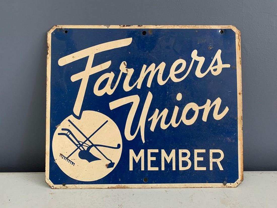 Farmer’s Union Member Metal One-Sided Sign (1 of 1)