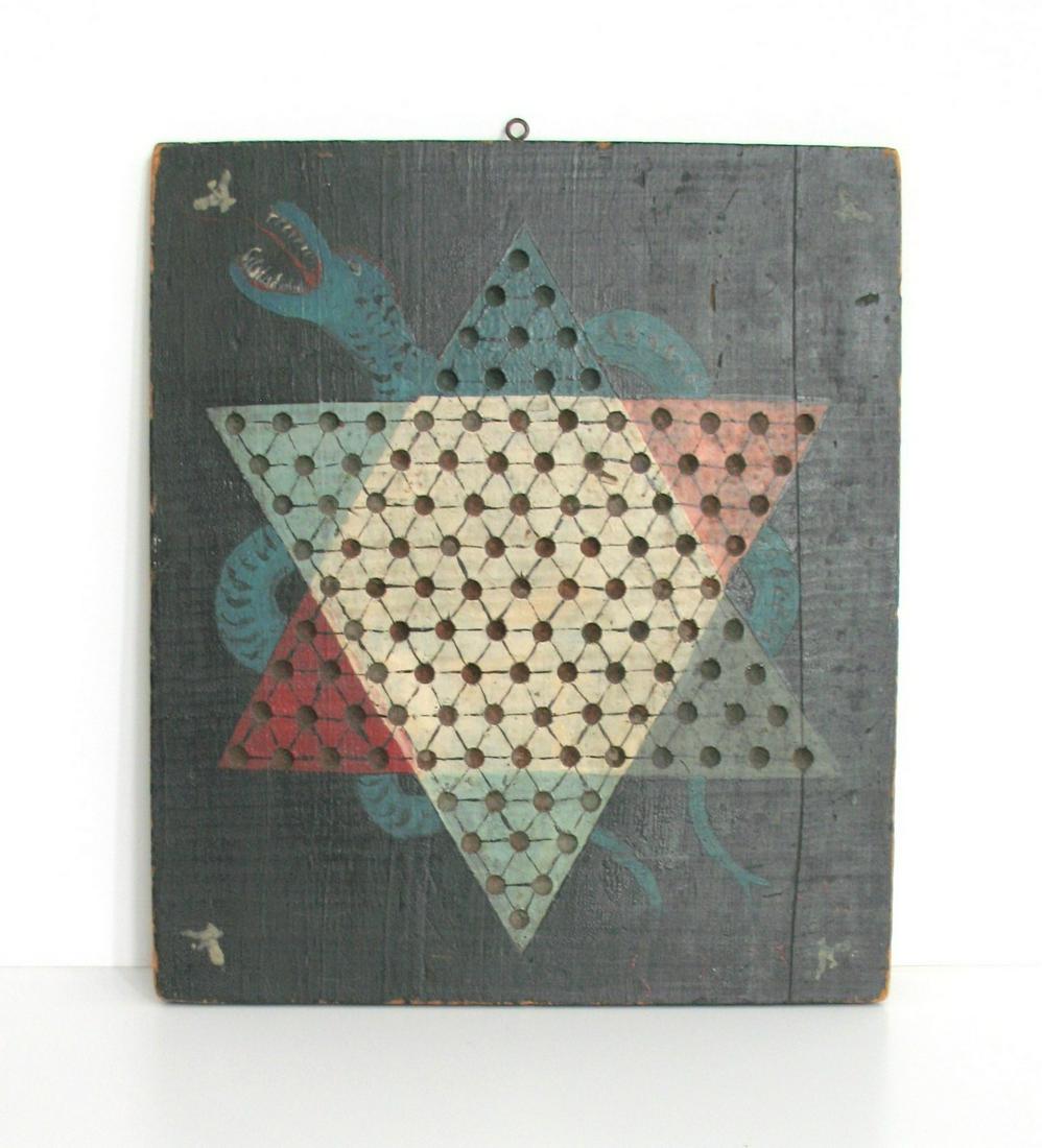 Early New England paint decorated game board. (1 of 4)