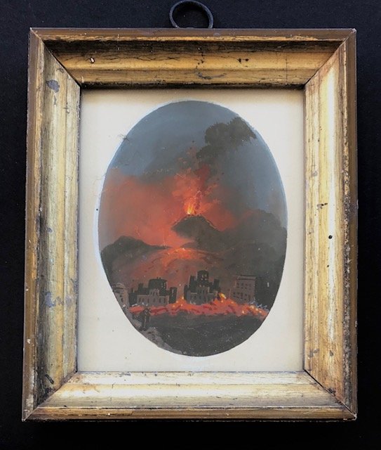 Framed Watercolor Gouache On Paper Depicting Volcanic (1 of 2)