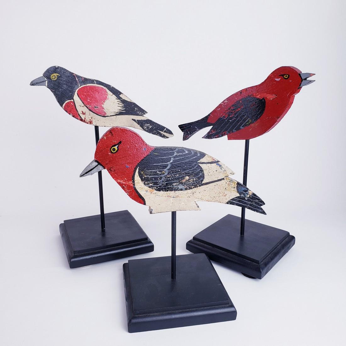3 Folk Art Wood Cut Out Birds (1 of 4)