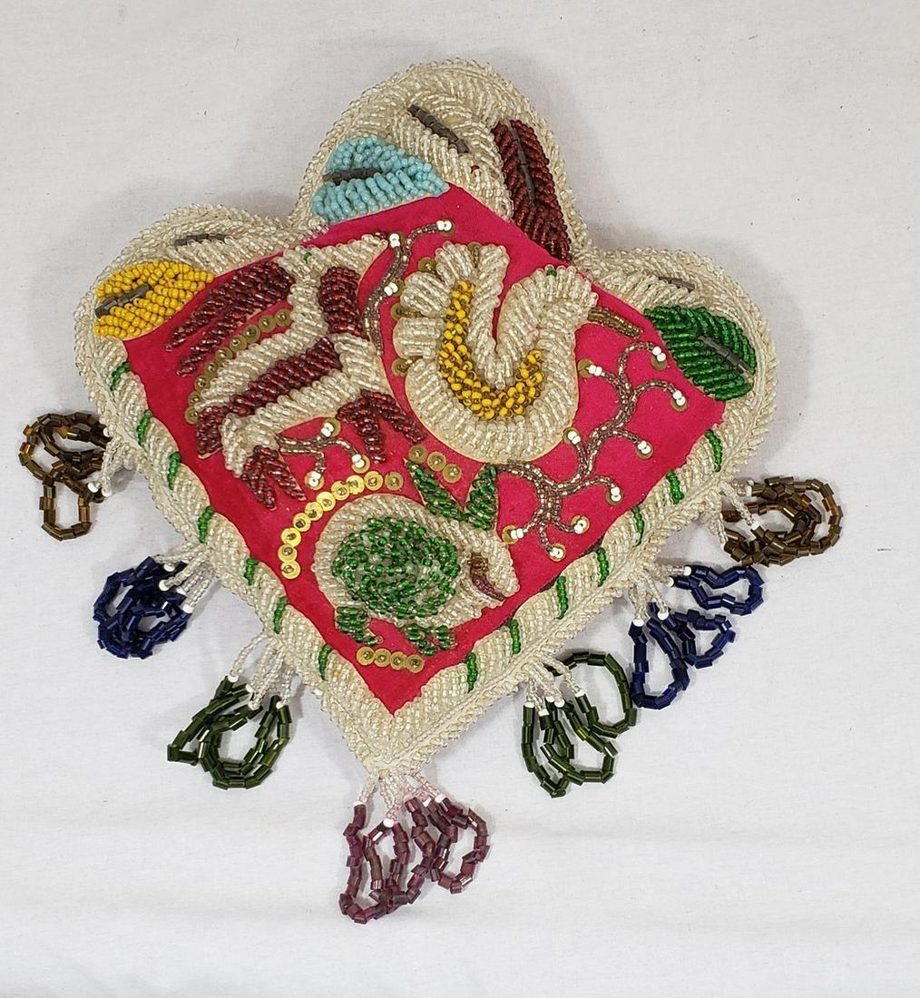 Large Iroquois beaded pincushion with animals ca 1900 (1 of 6)