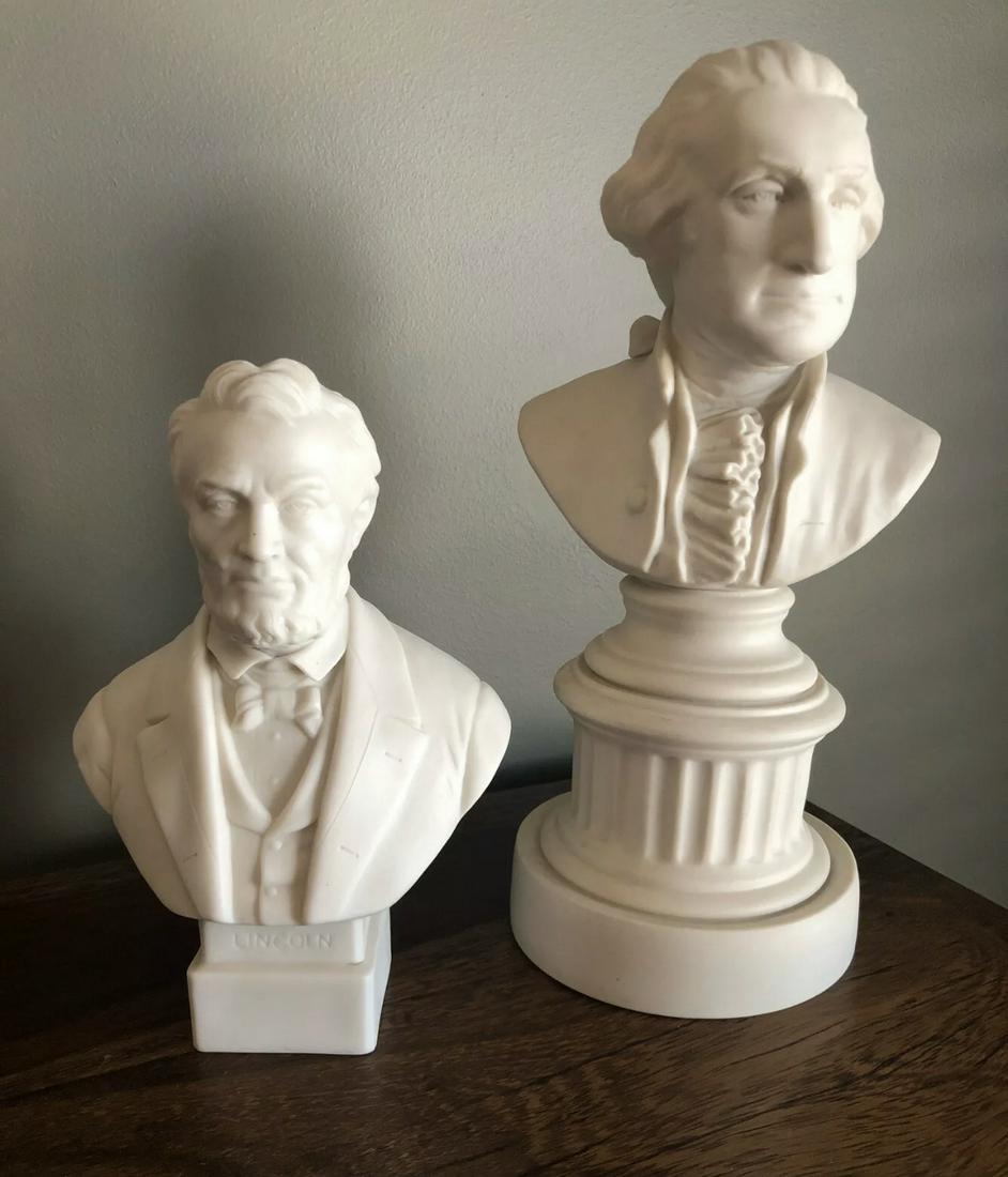 George Washington & Abraham Lincoln Parianware busts (1 of 1)